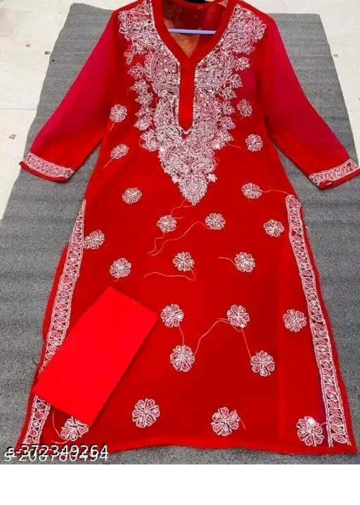 Georgette Chicken Kari Kurta With Inner...