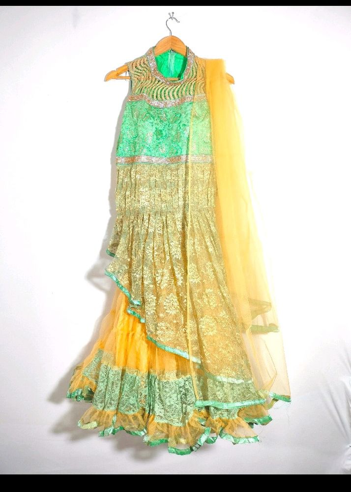 Sea Green And Cream Anarkali Dress 👗😍