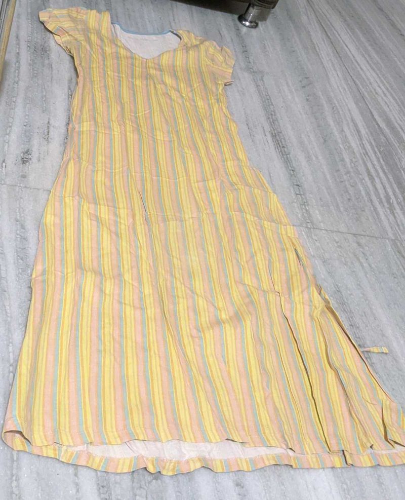 Yellow Cotton Night Dress