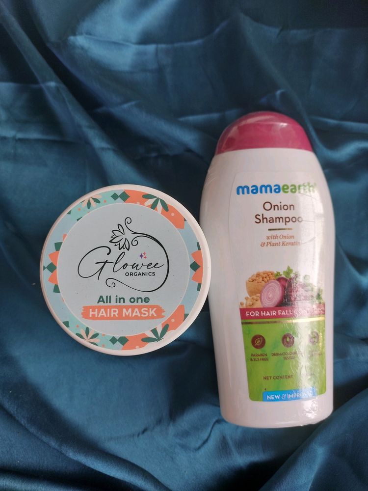 [PRICE DROP] Mamaearth Shampoo & Glowee Hairmask