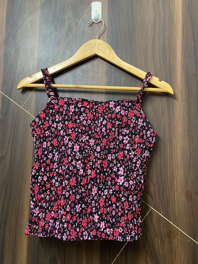 Pink Floral Crop Top