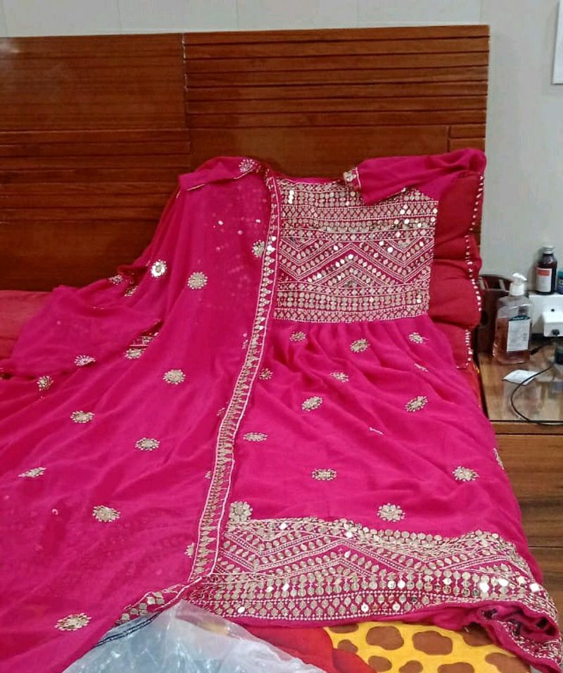 New Party wear Long Anarkali Gown Cum Suit Full Se