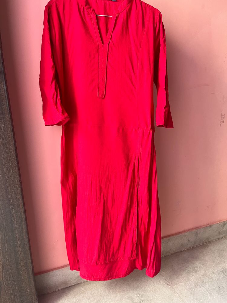 Pink Front Cut People Kurta