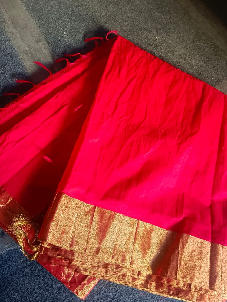 Red Tussar Silk Saree