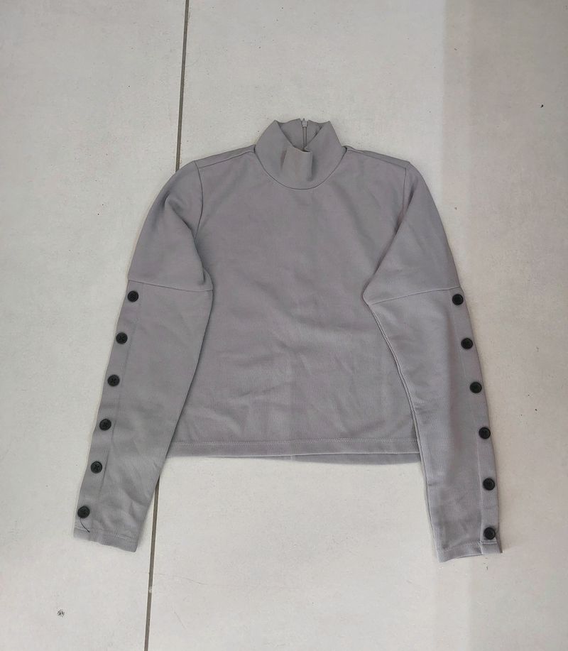 Tokyo Talkies Grey High Neck Top