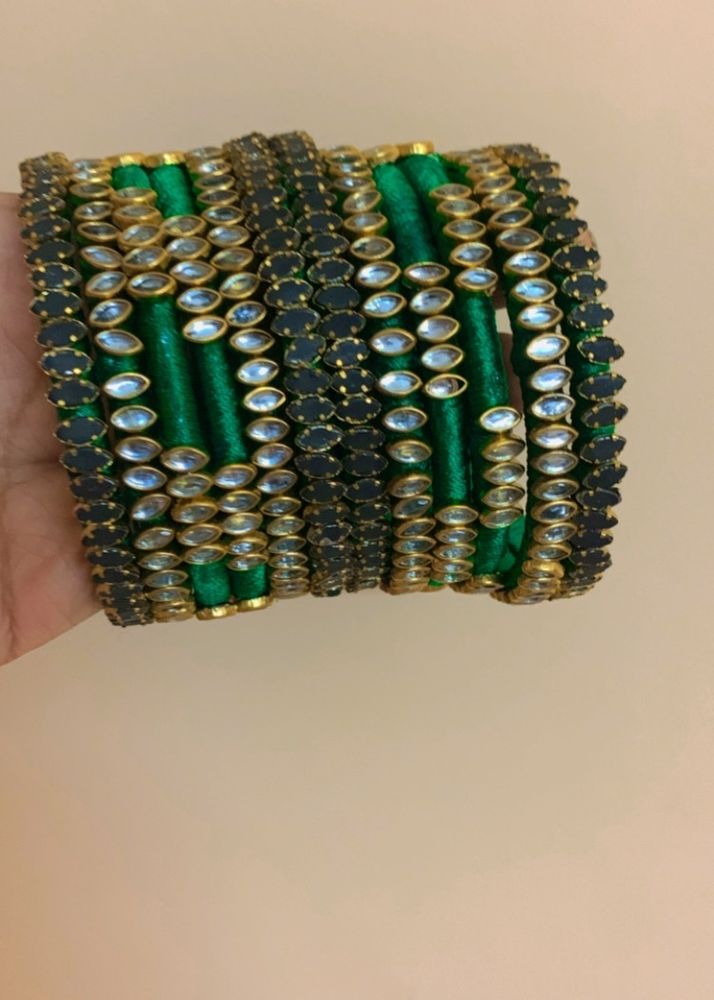 Set Of 12 Silk Thread Bangles [New]