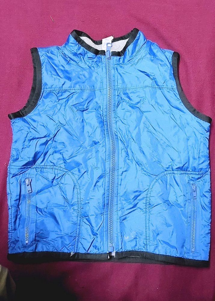 Unisex Blue Polyester Jacket