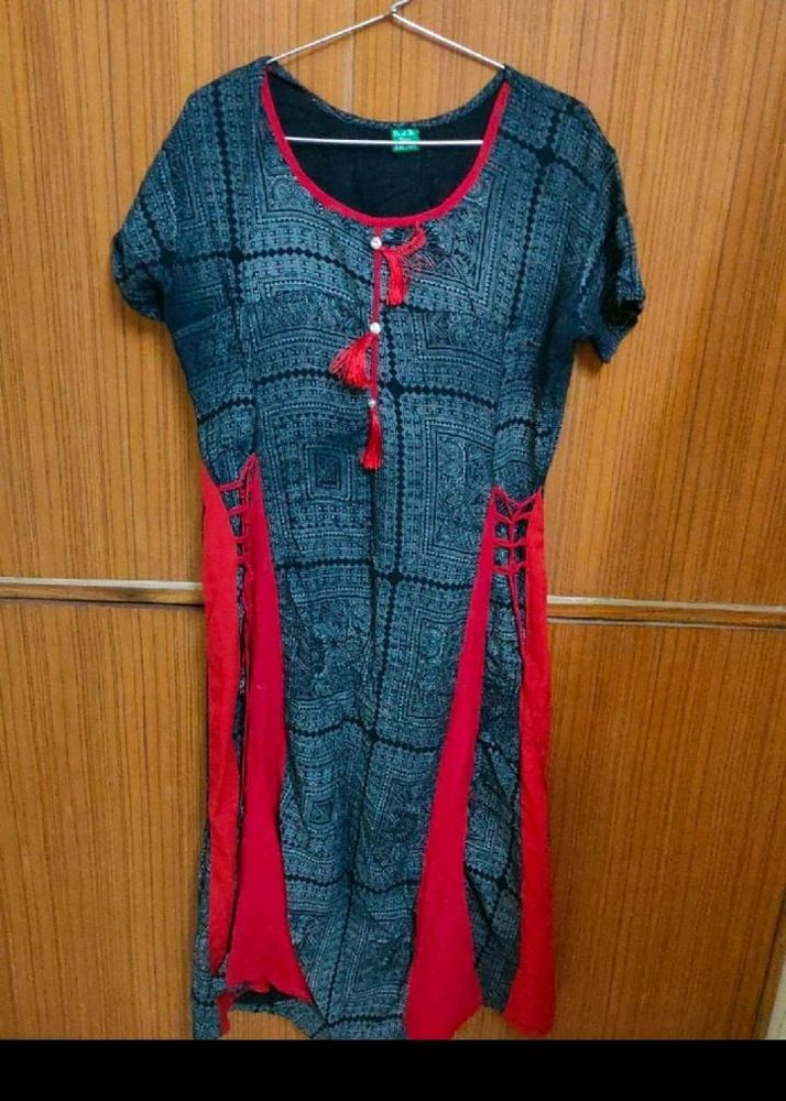 Black And Red Kurta