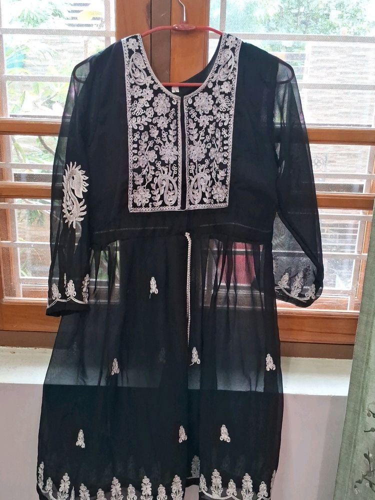 Short Black Chicken Kurti Anarkali Style !