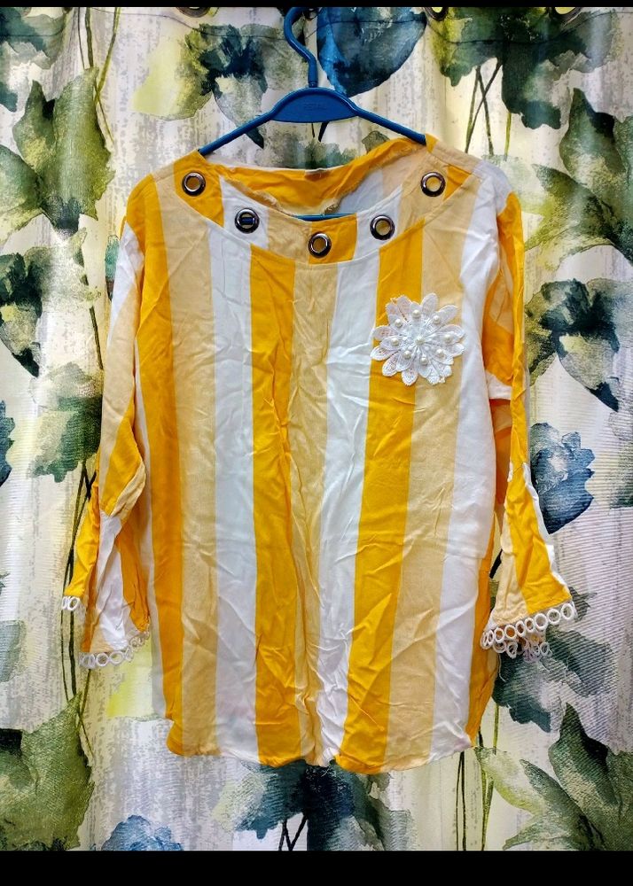 White And Yellow Cotton Top