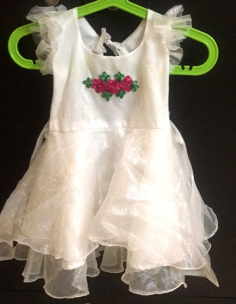 White Colour Frock For Girls. Net Material.