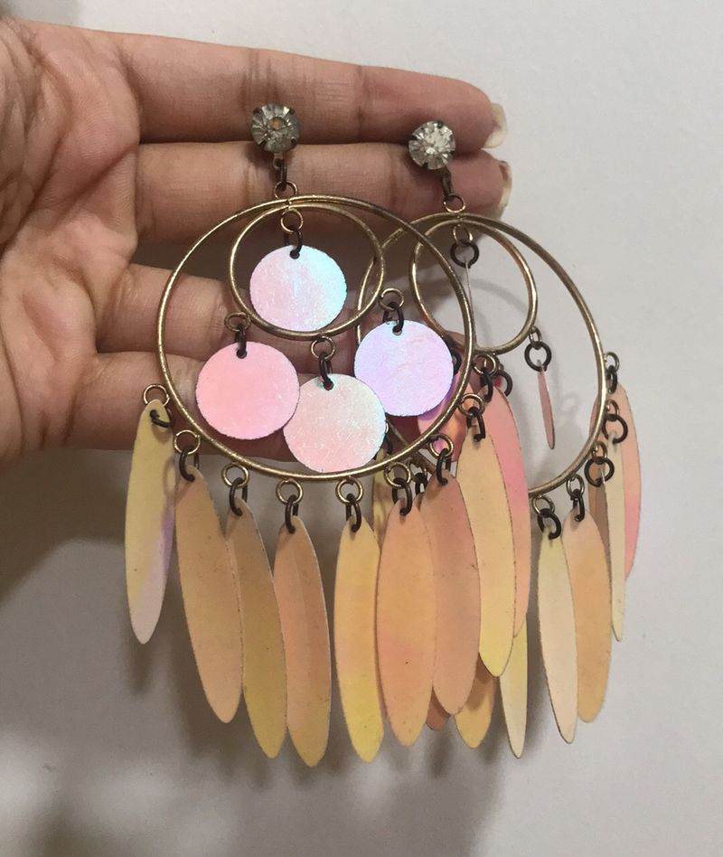 Pink Holographic Dangling Earrings