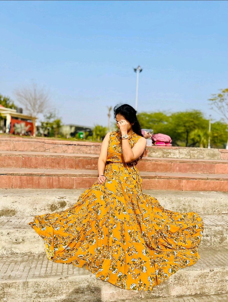 Mustard Yellow Full Flared Dress