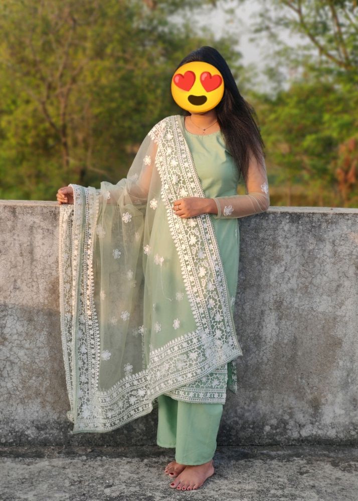 Full Embroidered Kurta , Palazo And Dupatta