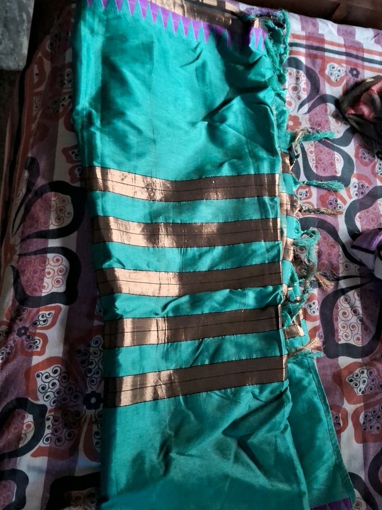 Sea Green Saree With Attractive Border