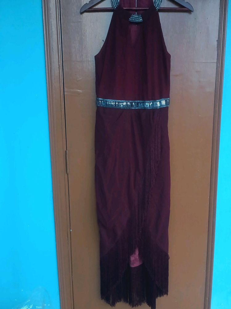 Maroon Embellished Party Wear Long Gown