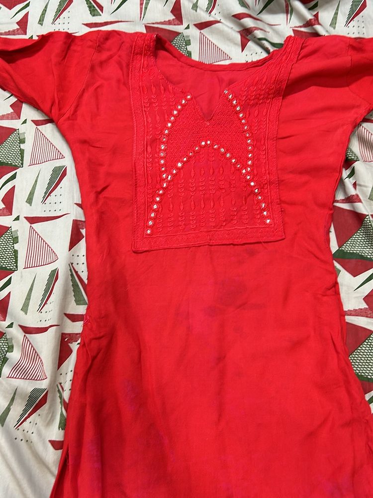 Red Colour Kurta For Girls