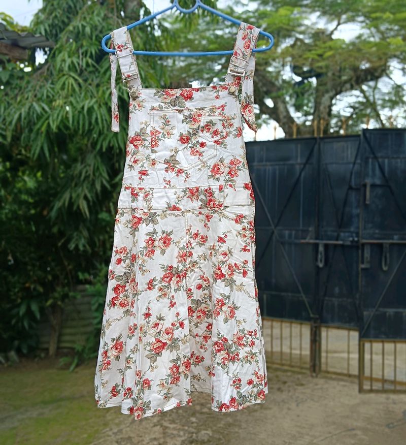 White Floral Overall Dress