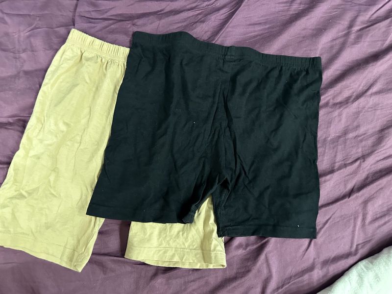 Pair Of 2 Black And Skin Cycling  / Dress Shorts -