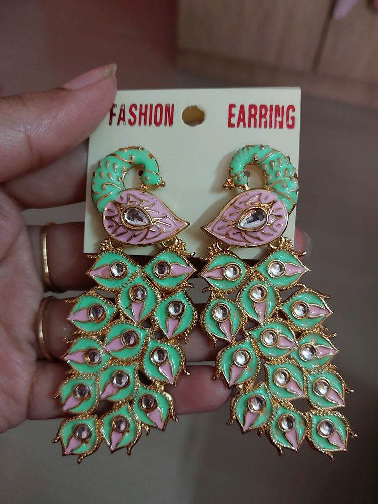 Trendy Full Peacock Earring. New