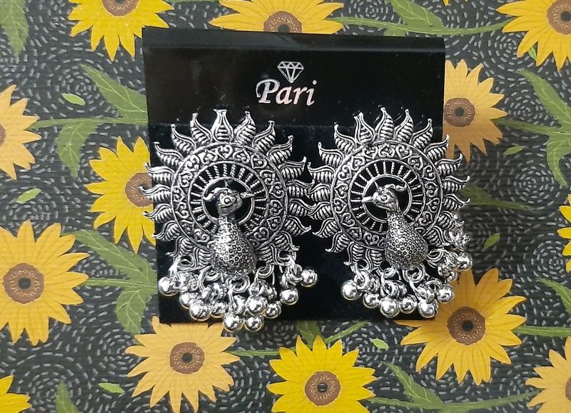 NAVRATRI AESTHETIC PEACOCK EARRINGS