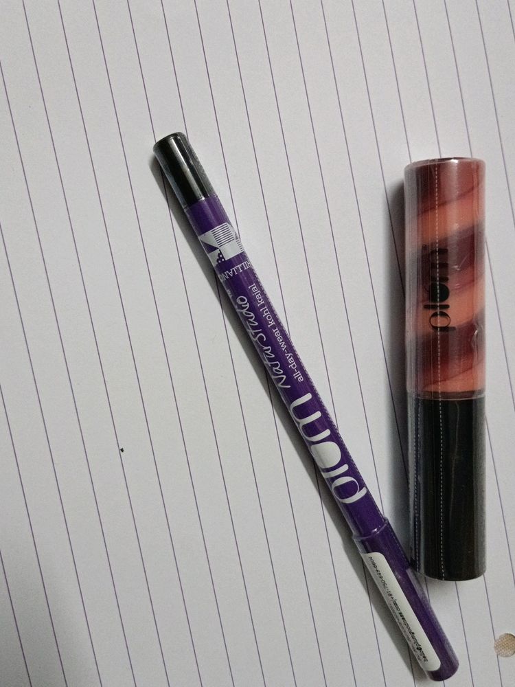 Combo Of Plum All Day Wear Kohli Kajal & Lip Gloss