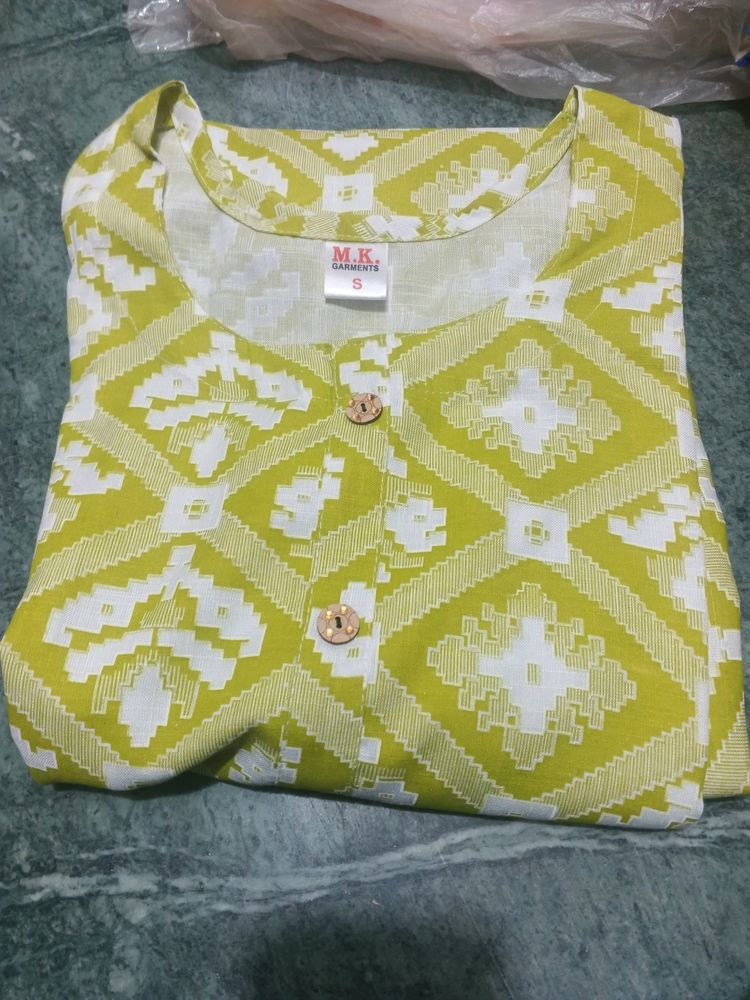 Kurti With White Printed