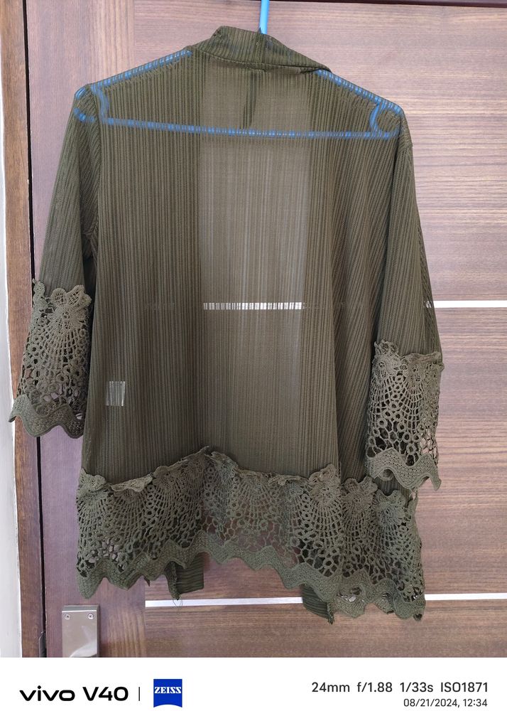 Olive Colored Laced Shrug