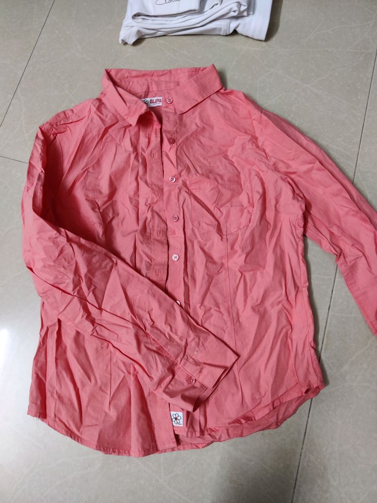 Coral Pink Fitted Shirt