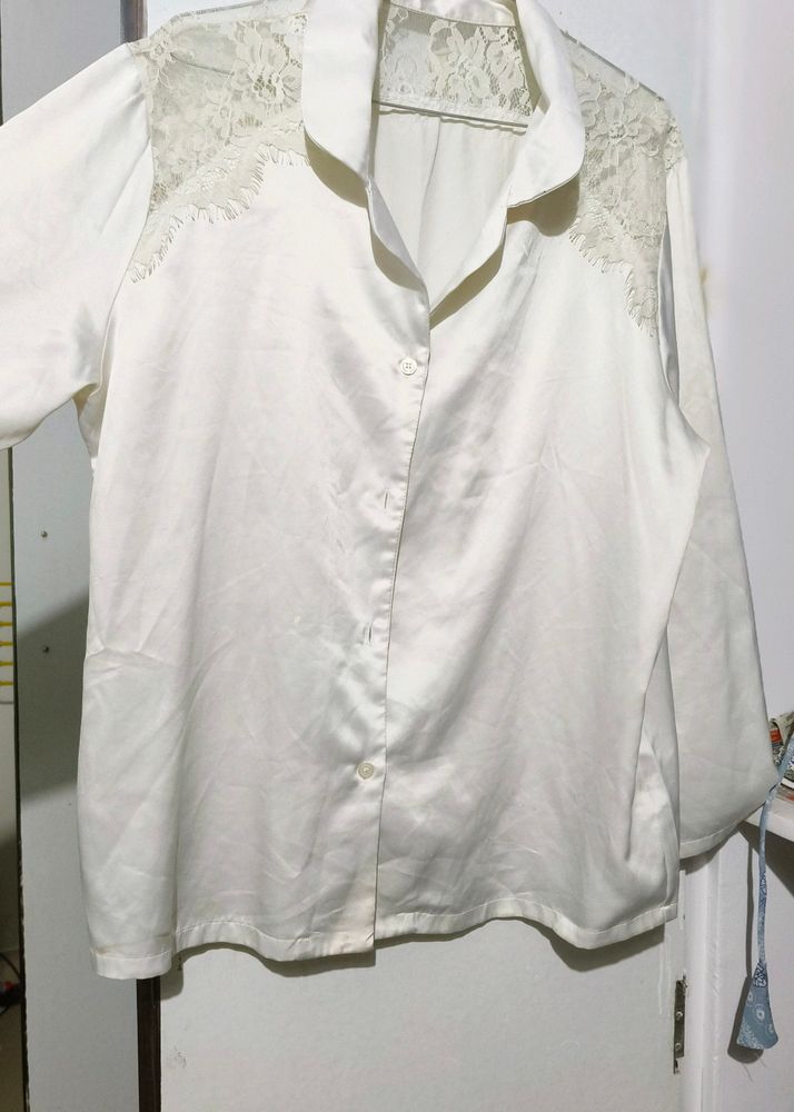 Vera Wang white satin shirt