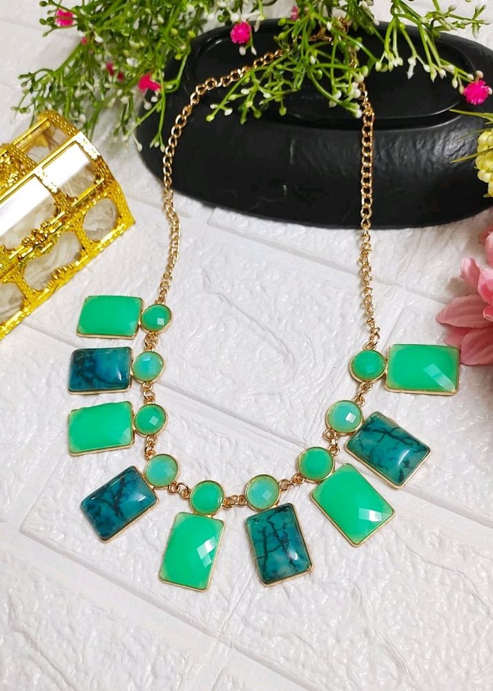 Shades Of Green Statement Necklace