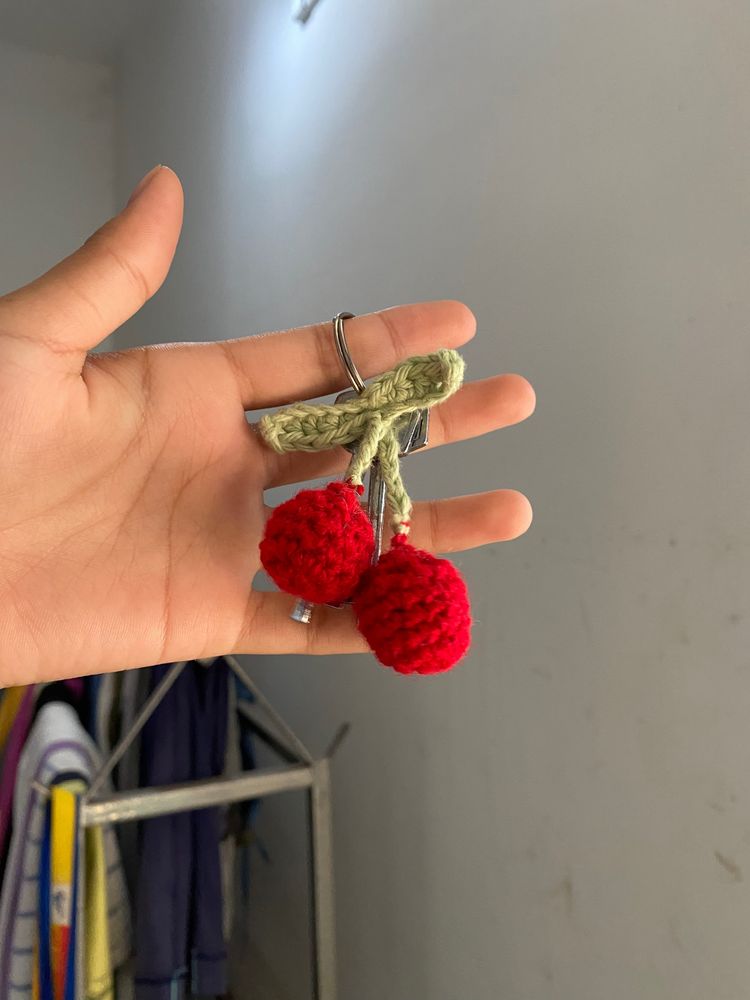 Crochet Cherry KeyChain