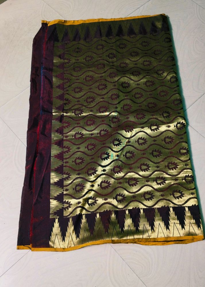 Copy brown colour Banarasi Silk full Zari Saree