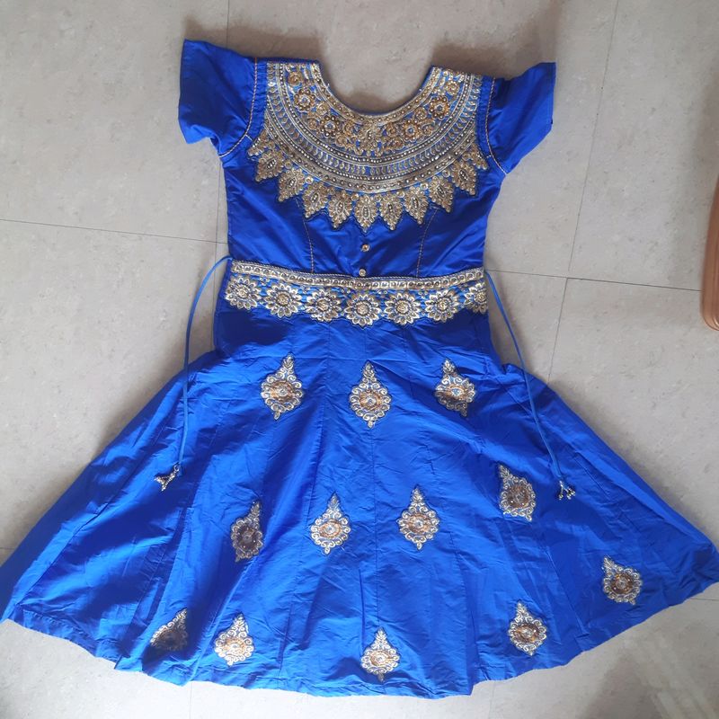 Blue Anarkali Kurti With Stone Work