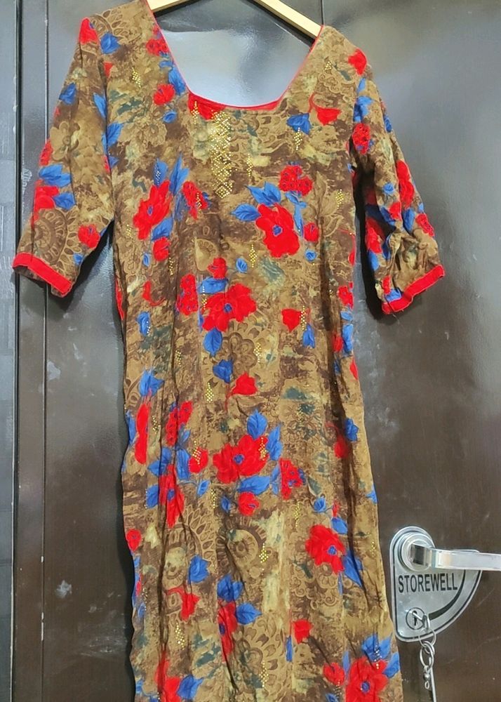 Multi 🔴🔵Floral Printed Kurti For 40 Bust