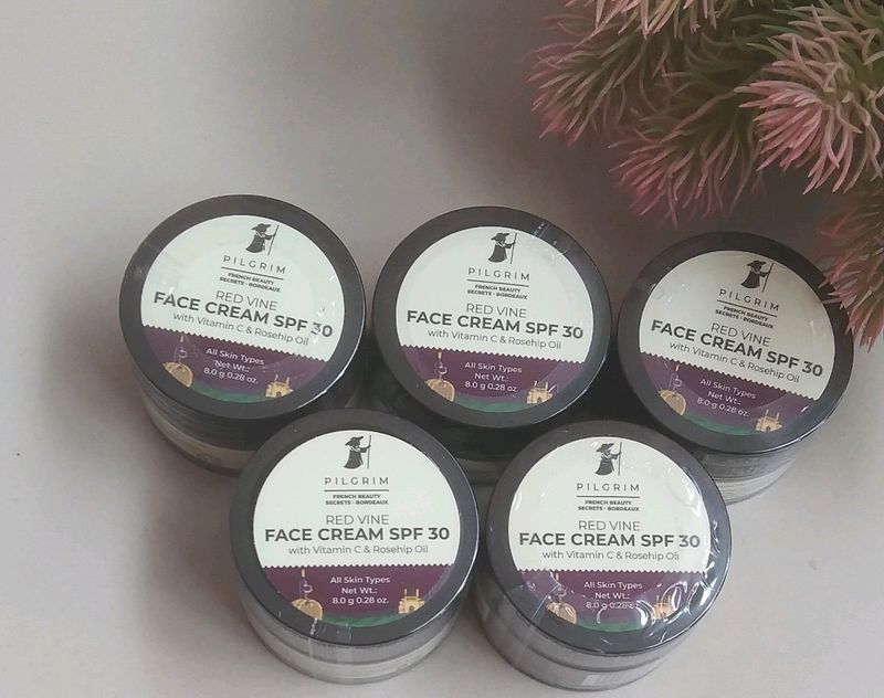 Combo Of 5 Pilgrim Red Vine Face Cream