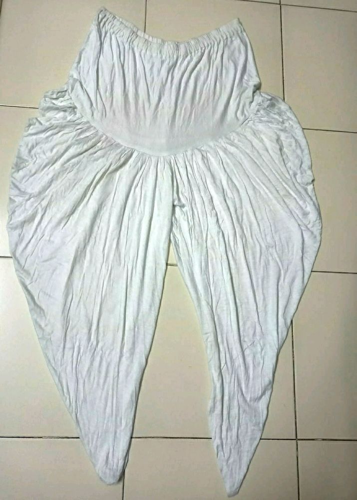 White Dhoti Pattern Patiala/Bottom Wear For Women