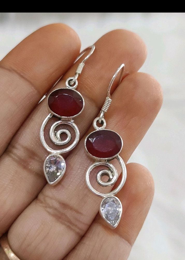 Red Stone Earrings For Women Nd Girls