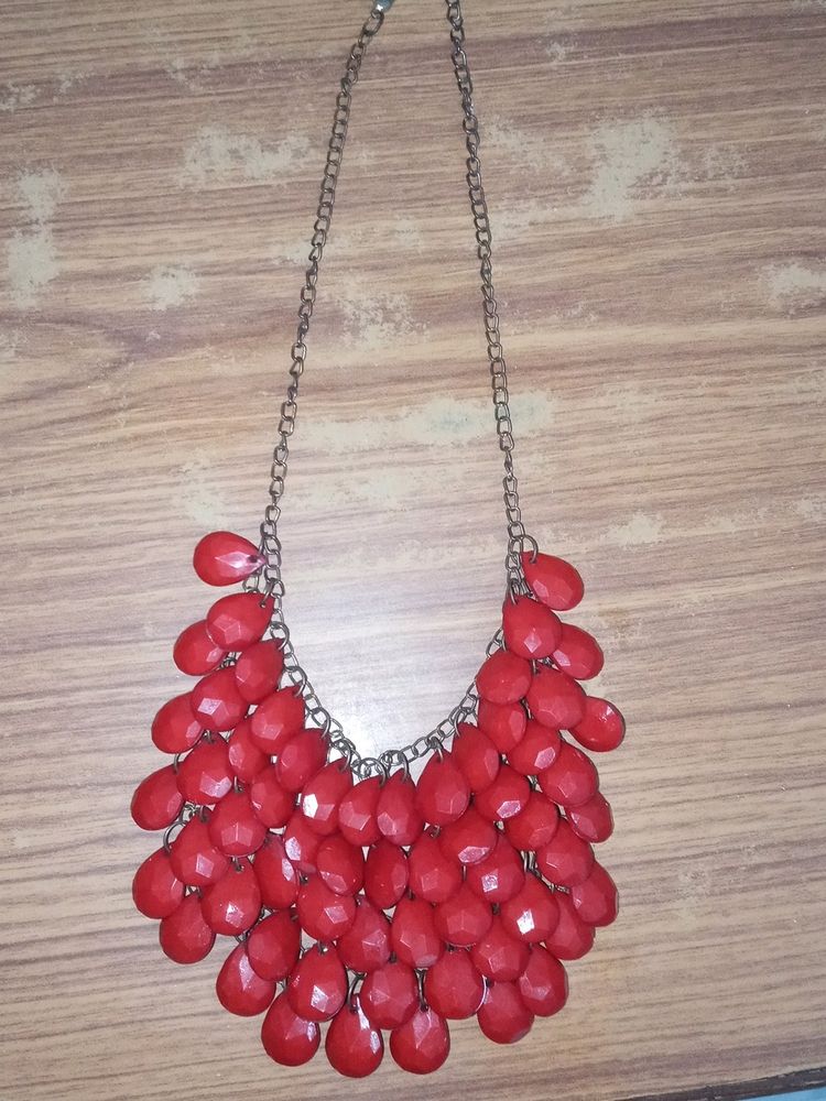 Red Pearl Statement Necklace