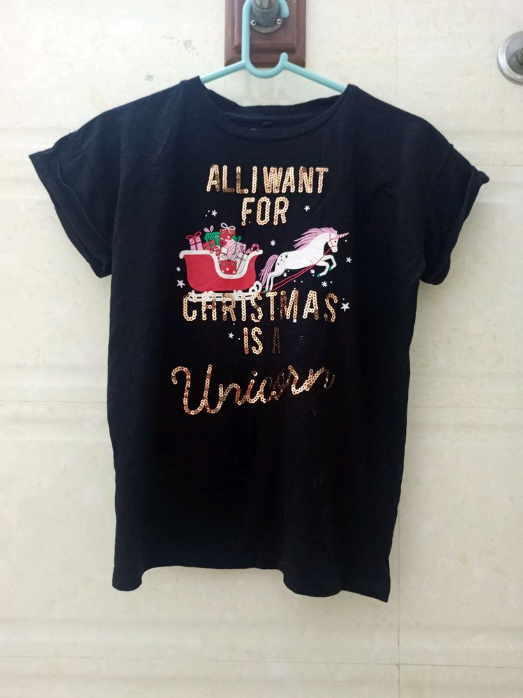 CHRISTMAS SPECIAL BLACK T-SHIRT FOR GIRL'S