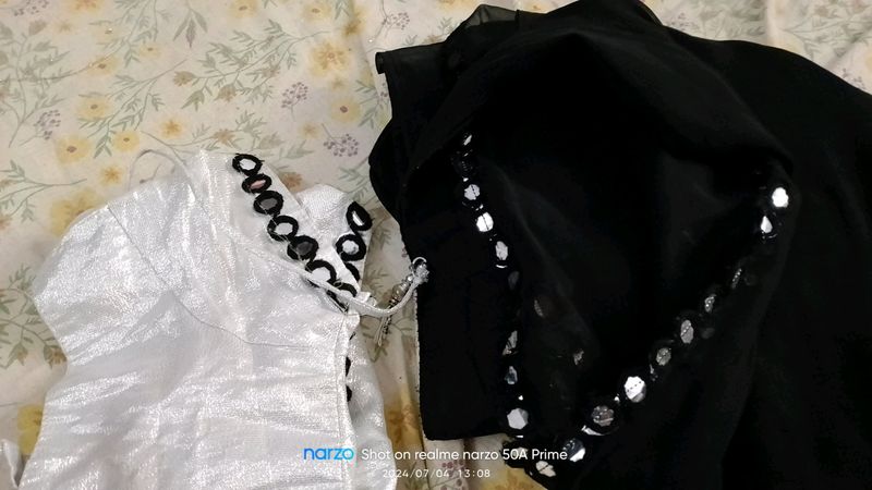 Black Saree With Stitch Blouse