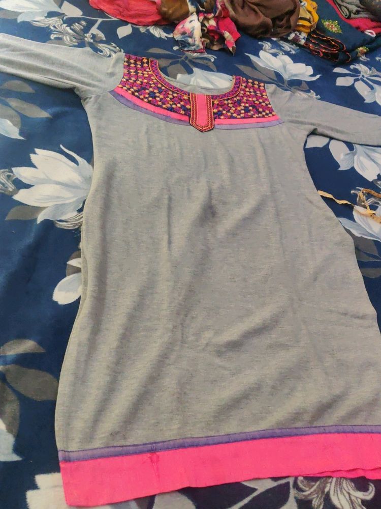 Grey A-line Kurti