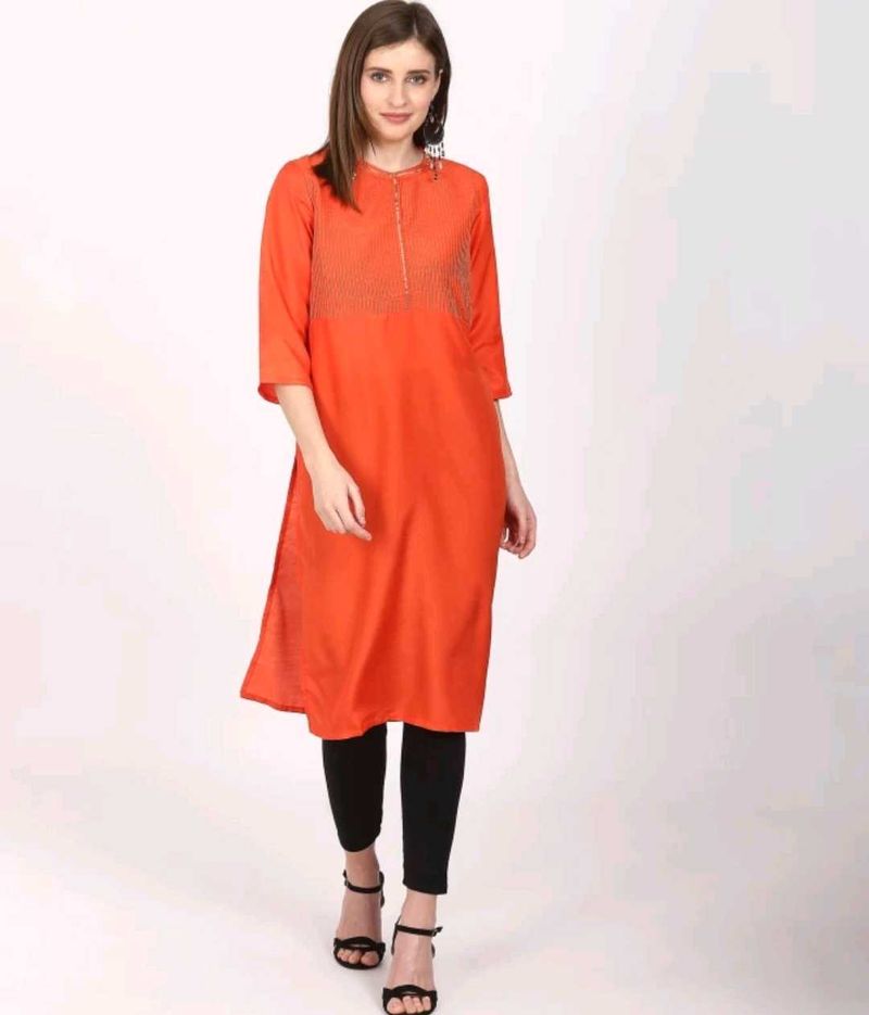 Aurelia Embellished Cotton Blend Straight Kurta