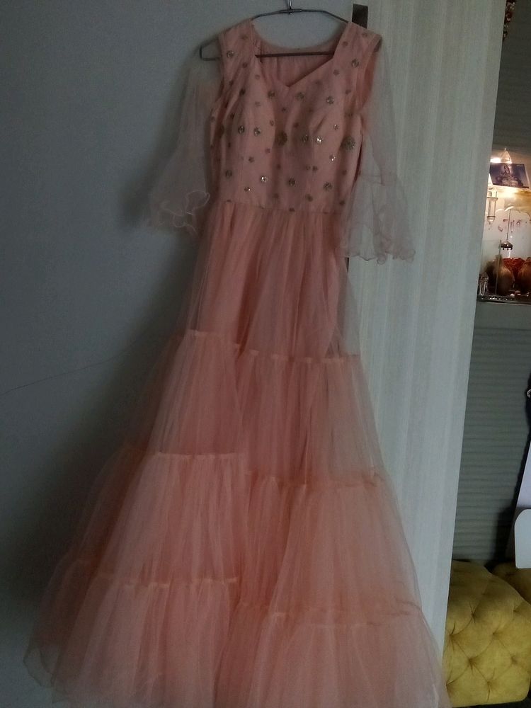 Peach Colour Long Gown