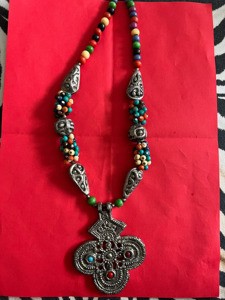 Multicolor Antique Finish Tribal Necklace