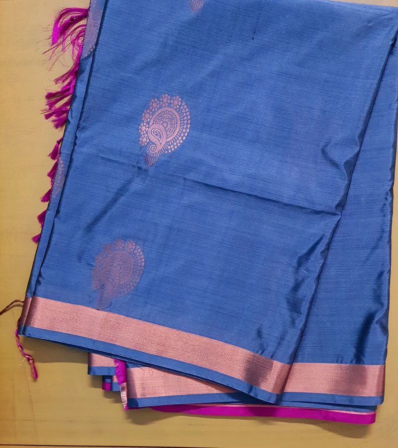 New Grey And Pink Soft Silk Saree