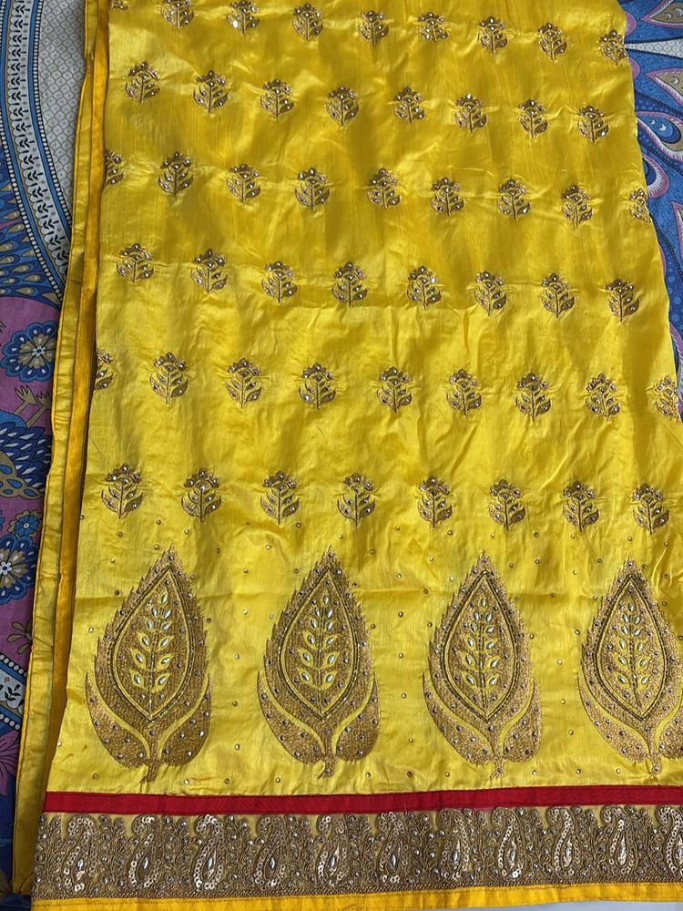 Banarasi Silk Embellished Stone Witg Zari Border