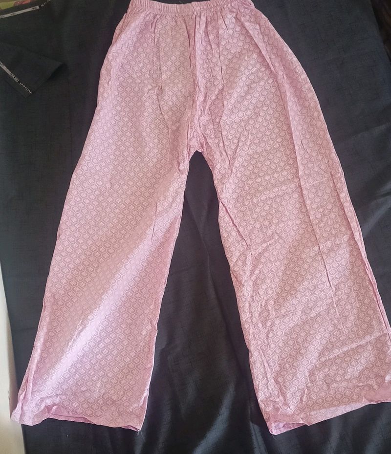 Baby Pink Cotton Trouser For Girls