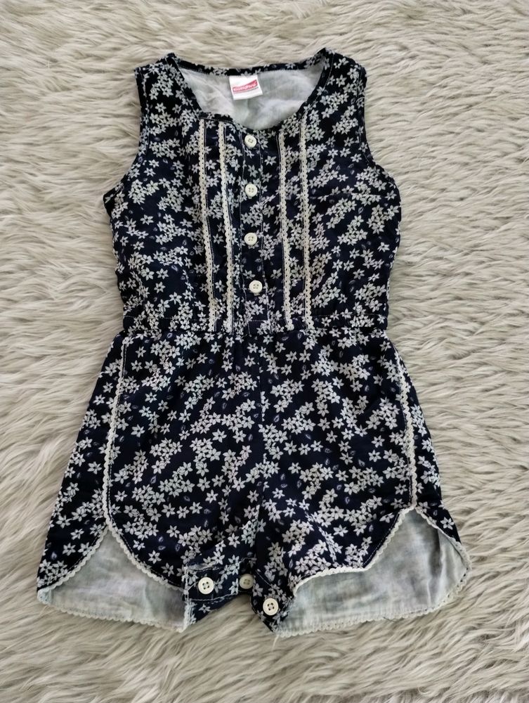 Navy Blue Printed Dress (Girls)