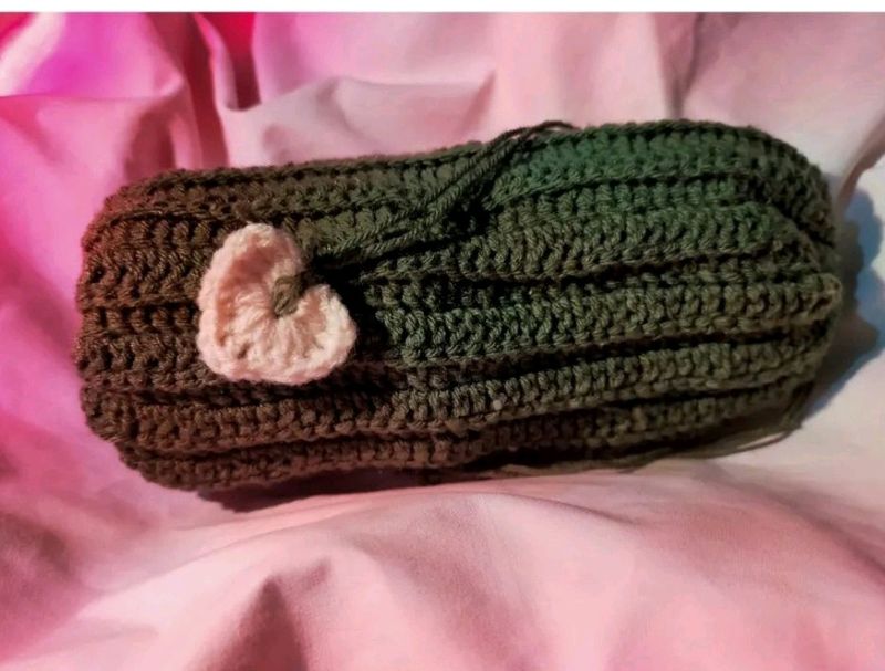 Green Crochet Pouch